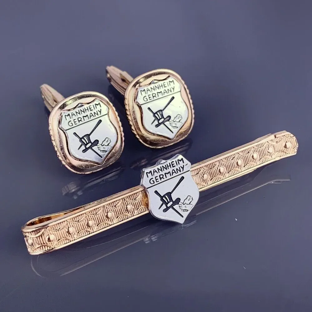 Mannheim Germany Cufflinks Tie Bar Magician Magic Top Hat Wand Gloves Gentlemens